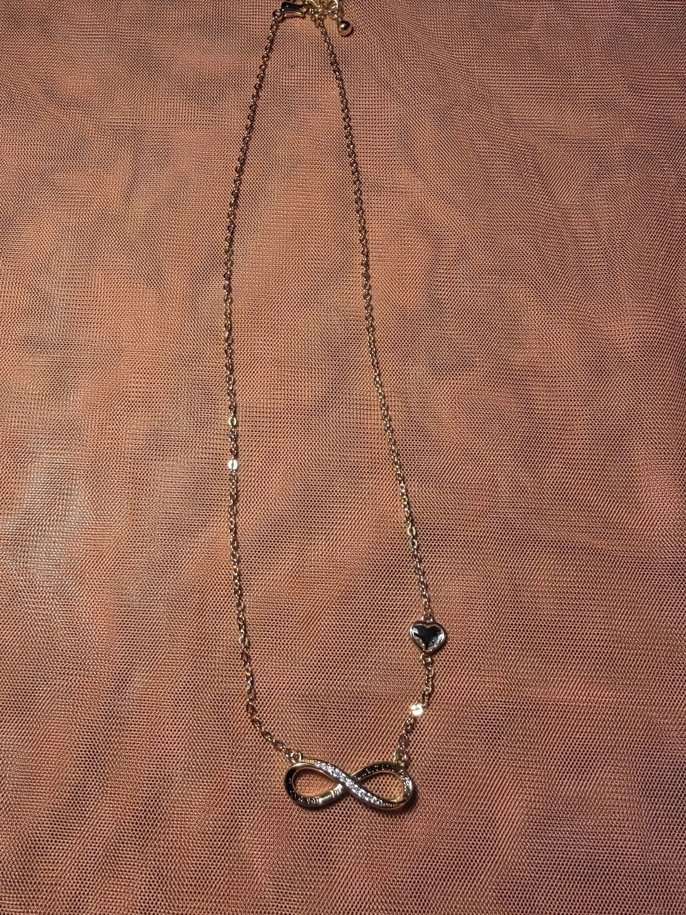 Infinity Necklace with Heart Accent